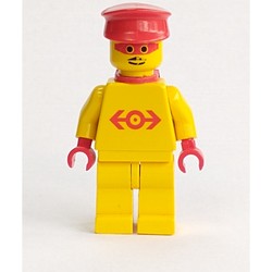 Train Employee - Yellow Torso, Yellow Legs, Red Hat, Red Mask, Red Cape