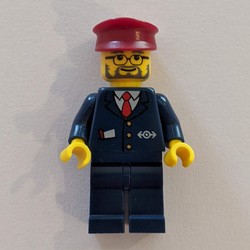 Conductor - Dark Blue Jacket, Dark Blue Legs, Dark Red Hat, Glasses, Beard