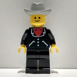 Man - Black Suit, Light Bluish Gray Cowboy Hat