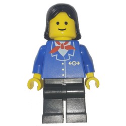 Train Worker - Blue Jacket, Black Legs, Female, Black Hair