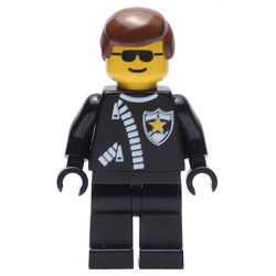 Police - Sheriff, Black Suit, Brown Hair