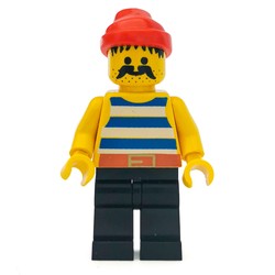 Pirate - Blue Stripes, Black Legs, Red Bandana