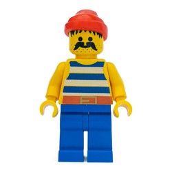 Pirate - Blue Stripes, Blue Legs, Red Bandana, Head Solid Stud
