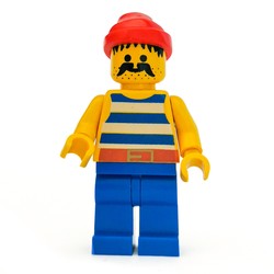 Pirate - Blue Stripes, Blue Legs, Red Bandana, Gold Belt Buckle, 3626b