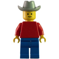 Man - Red Torso, Blue Legs, Light grey Cowboy Head