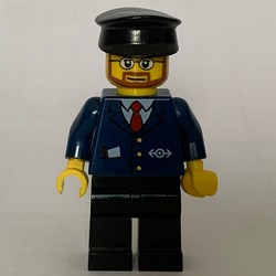 Conductor - Dark Blue Jacket, Black Legs, Black Hat, Beard