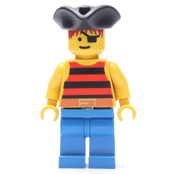 Pirate - Red/Black Stripes, Blue Legs, Black Tricorne