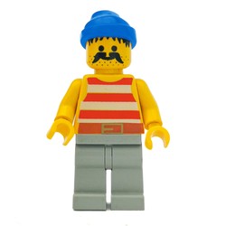 Pirate - Red Stripes, Light Gray Legs, Blue Bandana, 3626b