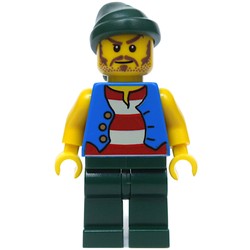Pirate - Blue Vest, Dark Green Legs, Dark Green Bandana, Long Moustache