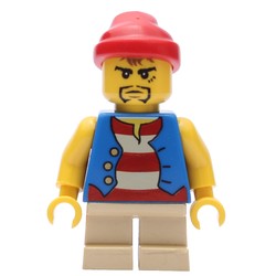 Pirate - Blue Vest, Short Tan Legs, Red Bandana