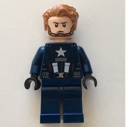 Captain America in Dark Blue Outfit with Black Hands and Hair