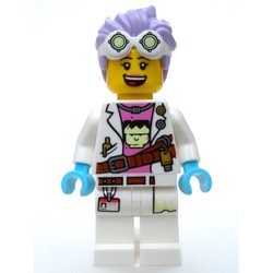 J.B. Watt, Lab Coat, Medium Lavender Hair with Goggles, Scared / Smile