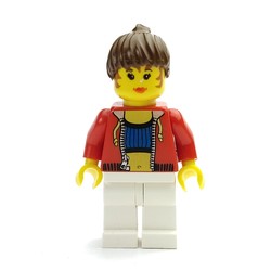 Female - Red Jacket, Blue Top, White Legs