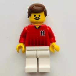 Soccer Player Red Torso, White Legs, #11