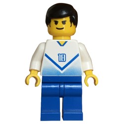 Soccer Player White Torso, Blue Legs, #18