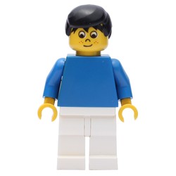 Soccer Player Blue Torso, White Legs, Black Hair, Freckles