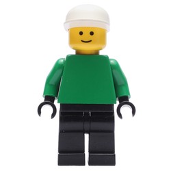 Soccer Player Goalie Green Torso, Black Legs, White Cap
