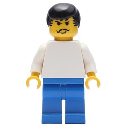 Soccer Player White Torso, Blue Legs, Black Hair, Mustache