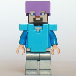 Steve in Medium Lavender Helmet, Medium Azure Armor, and Flat Silver Legs