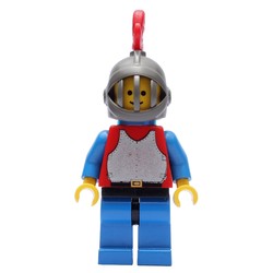 Knight (Breastplate on Red) - Blue Legs, Red Plume, Plastic Cape