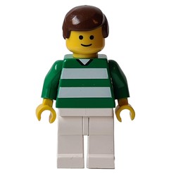 Soccer Player Green Torso, White Legs, Brown Hair, Standard Face #2