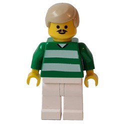 Soccer Player Green Torso, White Legs, Tan Hair, Mustache, #9