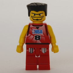 Basketball Player, Red  Torso, Red Legs #8, Black Hair