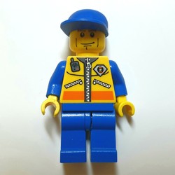 Coast Guard, Yellow Jacket with Zipper, Radio and Badge, Blue Cap, Cheek Lines