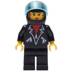 Black Jacket, Black Legs, Black Helmet, Female