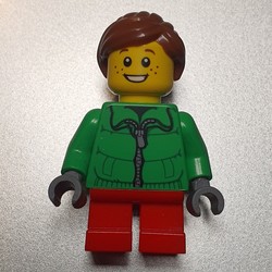 Girl, Green Jacket, Short Red Legs, Reddish Brown Hair