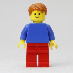 Man, Plain Blue Torso and Red Legs, Dark Orange Hair