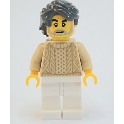 Man, Tan Sweater, White Legs, Dark Bluish Gray Hair, Beard