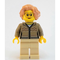 Woman, Dark Tan Cardigan with Zipper, Tan Legs, Nougat Hair, Glasses