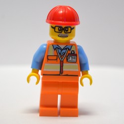 Worker - Orange Safety Vest, Orange Legs, Red Helmet