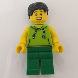 Lime Torso, Green Legs, Black Hair