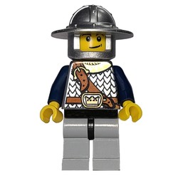 Knight, Armor with Shoulder Strap, Light Bluish Gray Legs, Wide Brimmed Helmet