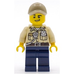 Swamp Police / Ranger, Tan Shirt with Badge and Radio, Dark Blue Legs, Dark Tan Cap