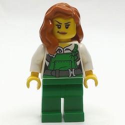 Criminal, Woman, Green Overalls over Prison Shirt, Dark Orange Hair