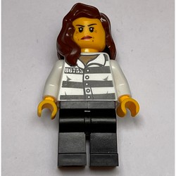 Criminal, Woman, Prison Shirt with #86753, Reddish Brown Hair