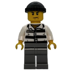 Criminal, Prison Shirt with #86753, Light Bluish Gray Legs, Dark Bluish Gray Hat