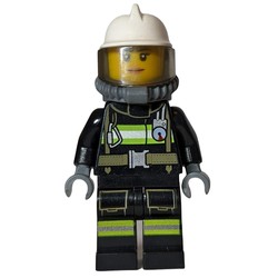 Firefighter, Female, Black Fire Suit with Gauge and Straps, White Helmet, Breathing Apparatus, Airtanks (3626cpr1580 Head)