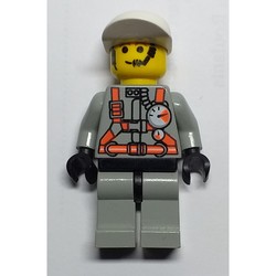 Fireman, Light Gray Fire Suit with Gauges and Straps, White Cap, Headset