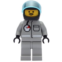 Fireman, Shirt with Gauge and Pocket, Light Gray Legs, Black Helmet with Visor