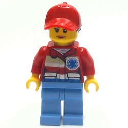 Paramedic, Woman, Red Jacket with Star of Life, Red Cap with Hair