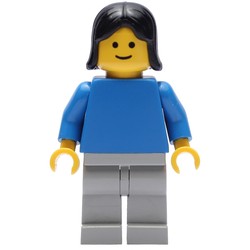 Woman, Blue Torso, Light Gray Legs, Black Hair