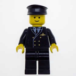 Pilot, Black Suit with Tie and Airplane Badge, Black Hat (3626a Head)