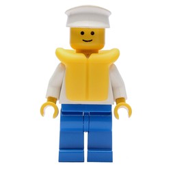 White Torso with Anchor, Blue Legs, White Hat, Life Vest