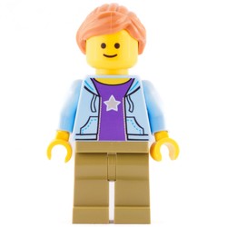 Bright Light Blue Torso, Jacket, Olive Green Legs, Dark Orange Hair