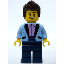 Bright Light Blue Torso, Dark Blue Legs, Dark Brown Hair