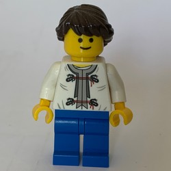 White Torso, Blue Legs, Dark Brown Hair